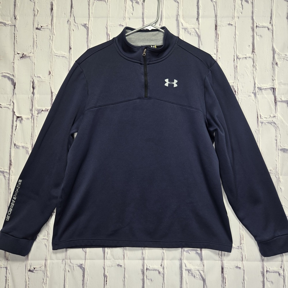 Under Armour Loose Fit Quarter Zip Mens L Dark Blue Shirt Pullover Performance